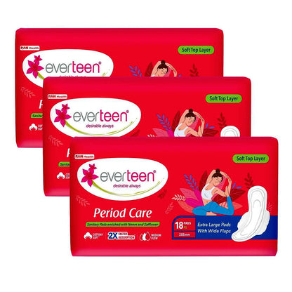 everteen Period Care Soft XL Sanitary Pads For Medium Flow in Women - 3x18 Pack