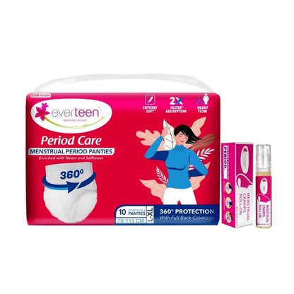 everteen Combo - 10 Period Panties L-XL and Menstrual Cramps Roll-on 10ml