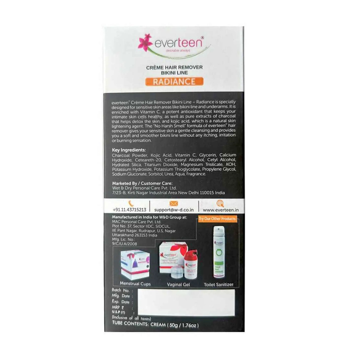everteen Radiance Bikini Line Hair Remover Cream 50g – Ships Worldwide from India