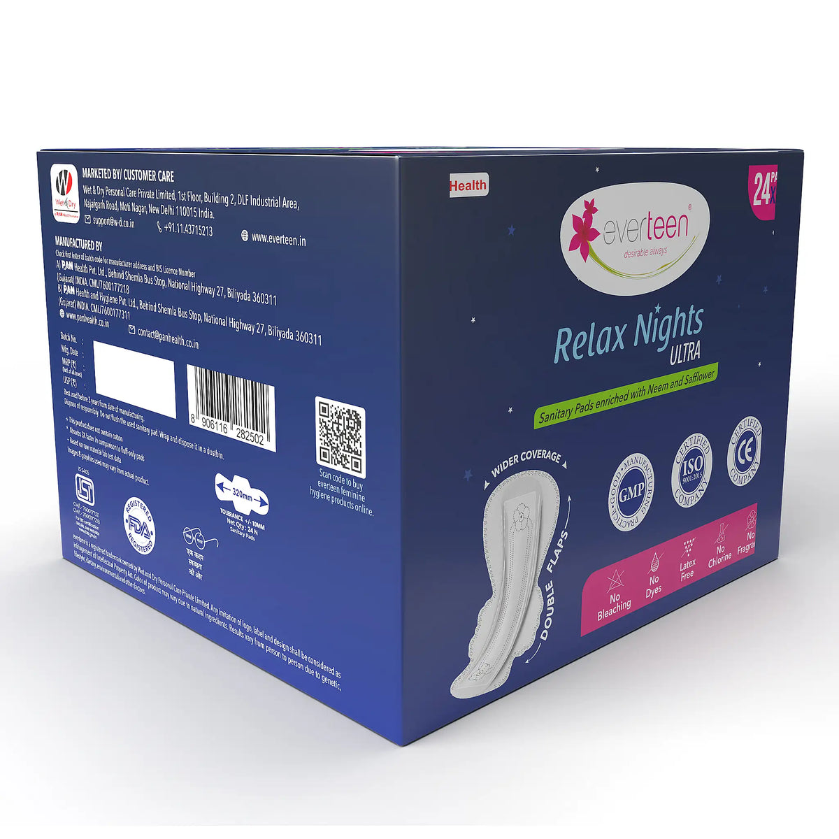 everteen Relax Nights Ultra 24 XXL Night Pads with Neem and Safflower – Ships Worldwide from India