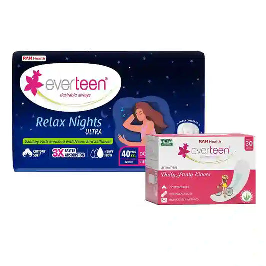 Buy everteen Relax Nights Ultra 40 Pads and Daily Panty Liners 30pcs directly from company - everteen-neud.com