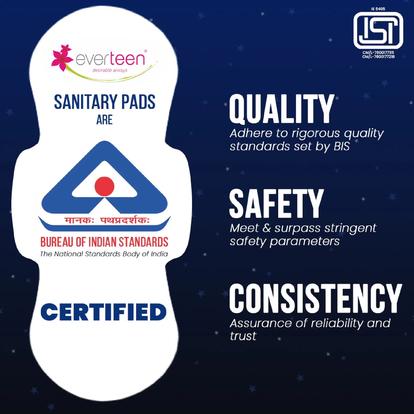 everteen Relax Nights Ultra Sanitary Pads - ISI Certified By Bureau of Indian Standards (BIS)