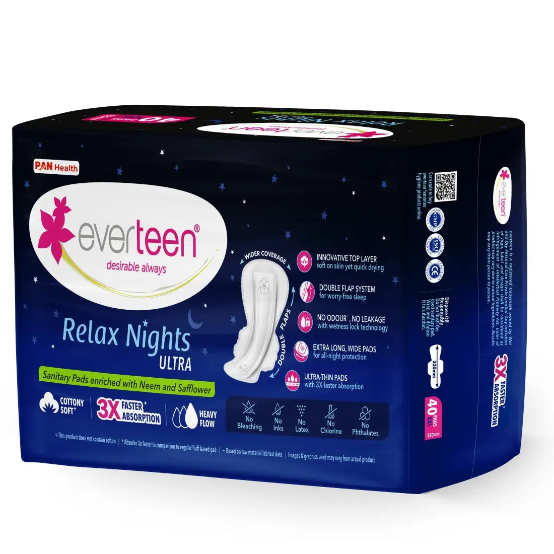 everteen XXL Relax Nights Ultra Thin 40 Sanitary Pads with Neem and Safflower - everteen-neud.com