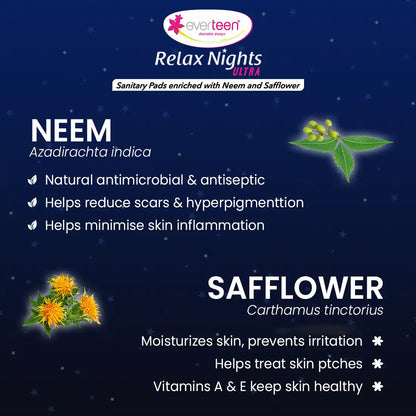 Use everteen XXL Relax Nights Ultra Sanitary Pads with Neem and Safflower For Rash-Free Periods - everteen-neud.com