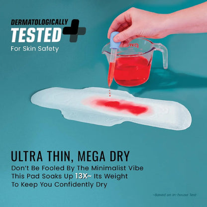 everteen SKIN THIN XL Sanitary Pads can absorb 13 times more fluid than their weight