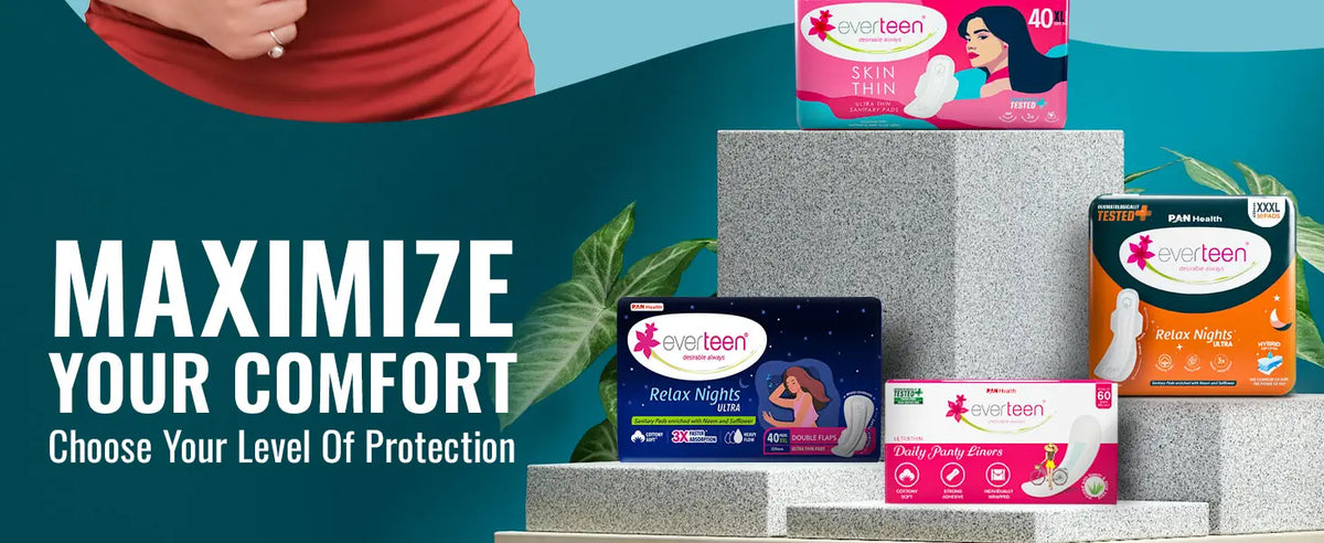 Maximize your comfort with a range of premium menstrual hygiene and feminine hygiene products from everteen - buy directly from company