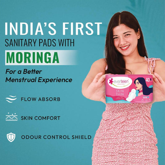 everteen SKIN THIN XL Sanitary Pads – Ultrathin with Moringa and Aloe Vera for Extra Skin Comfort