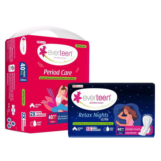 Buy everteen XXL Sanitary Pads Combo including 40 Soft and 40 Overnight Sanitary Napkins - everteen-neud.com