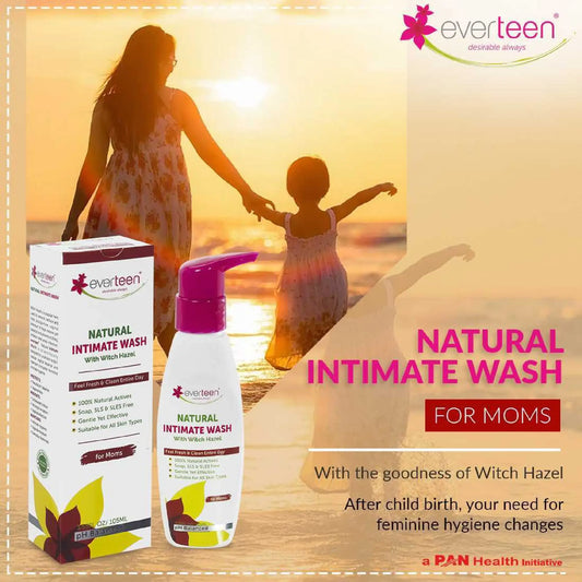 everteen Witch Hazel Intimate Wash With Neem and Tea Tree Oil - Natural Feminine Hygiene for Postpartum in Moms