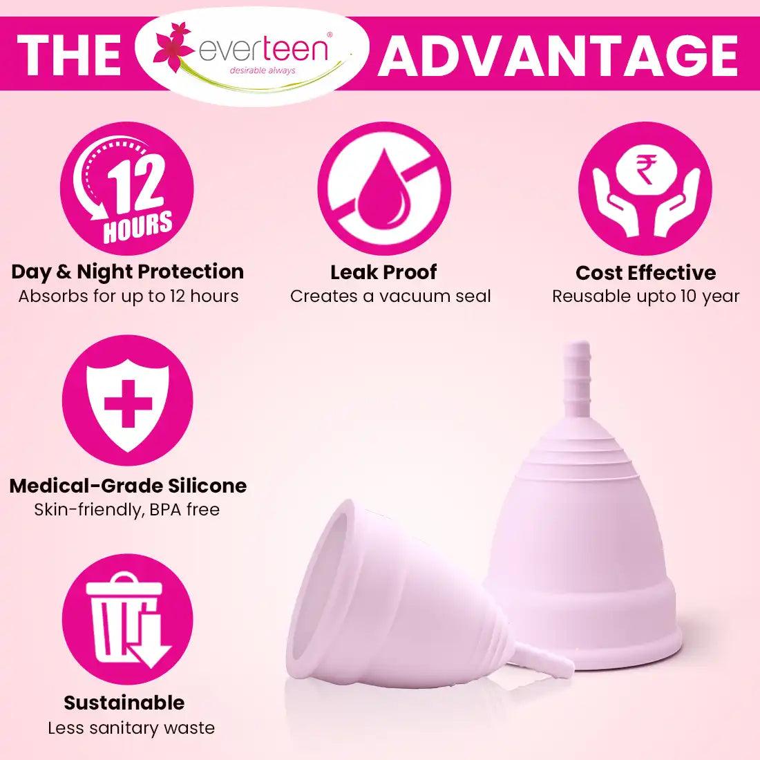 everteen Combo - Menstrual Cup and Menstrual Cramps Roll-On For Periods in Women - Official Brand Store: everteen | NEUD | Nature Sure | ManSure