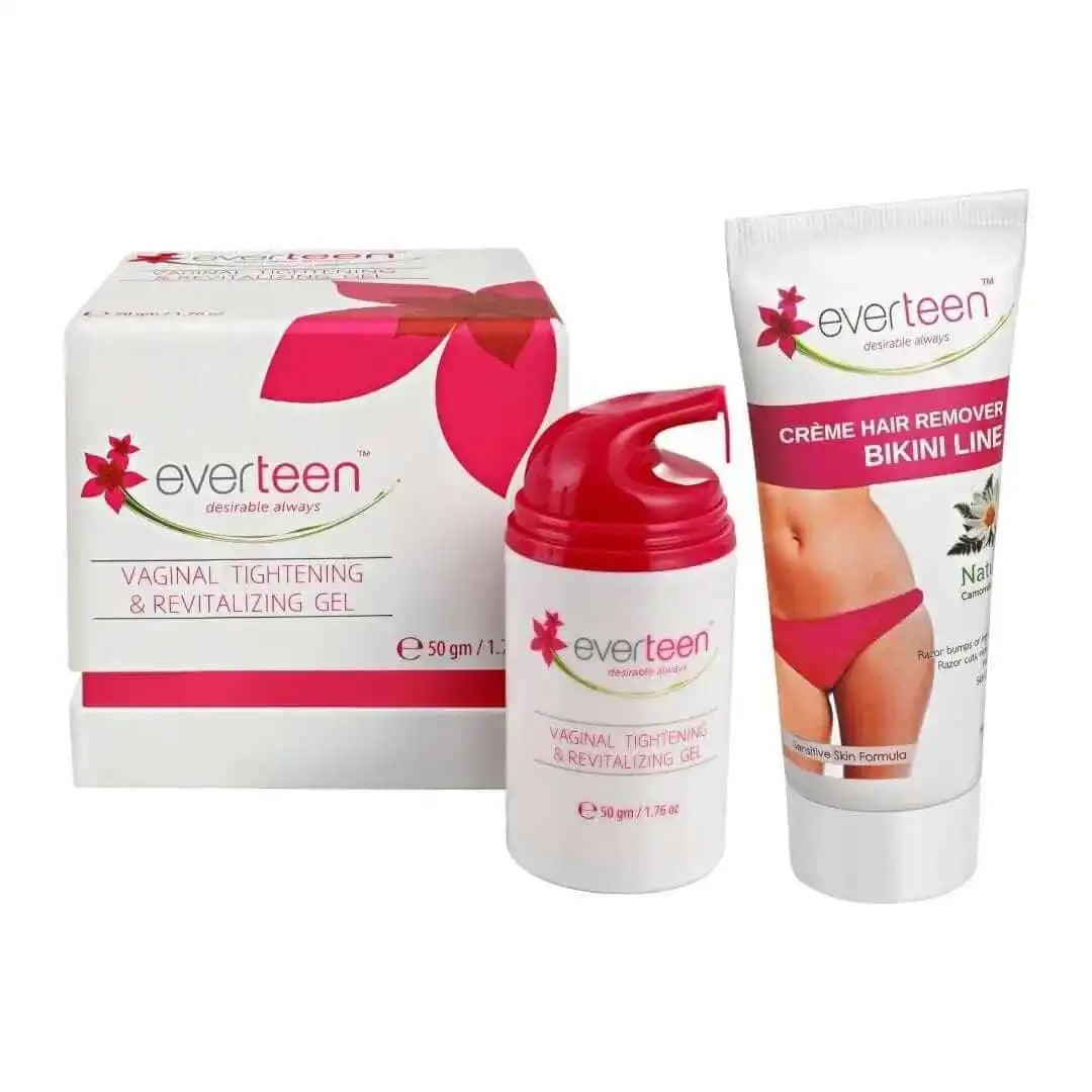 everteen Combo: Natural Bikini Line Hair Remover Creme 50g and V Gel 50g for Women 9559682302144