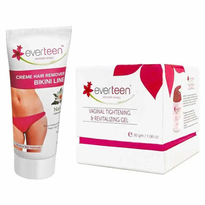 everteen Combo: Natural Bikini Line Hair Remover Creme 50g and V Gel 30g for Women 8903540011999