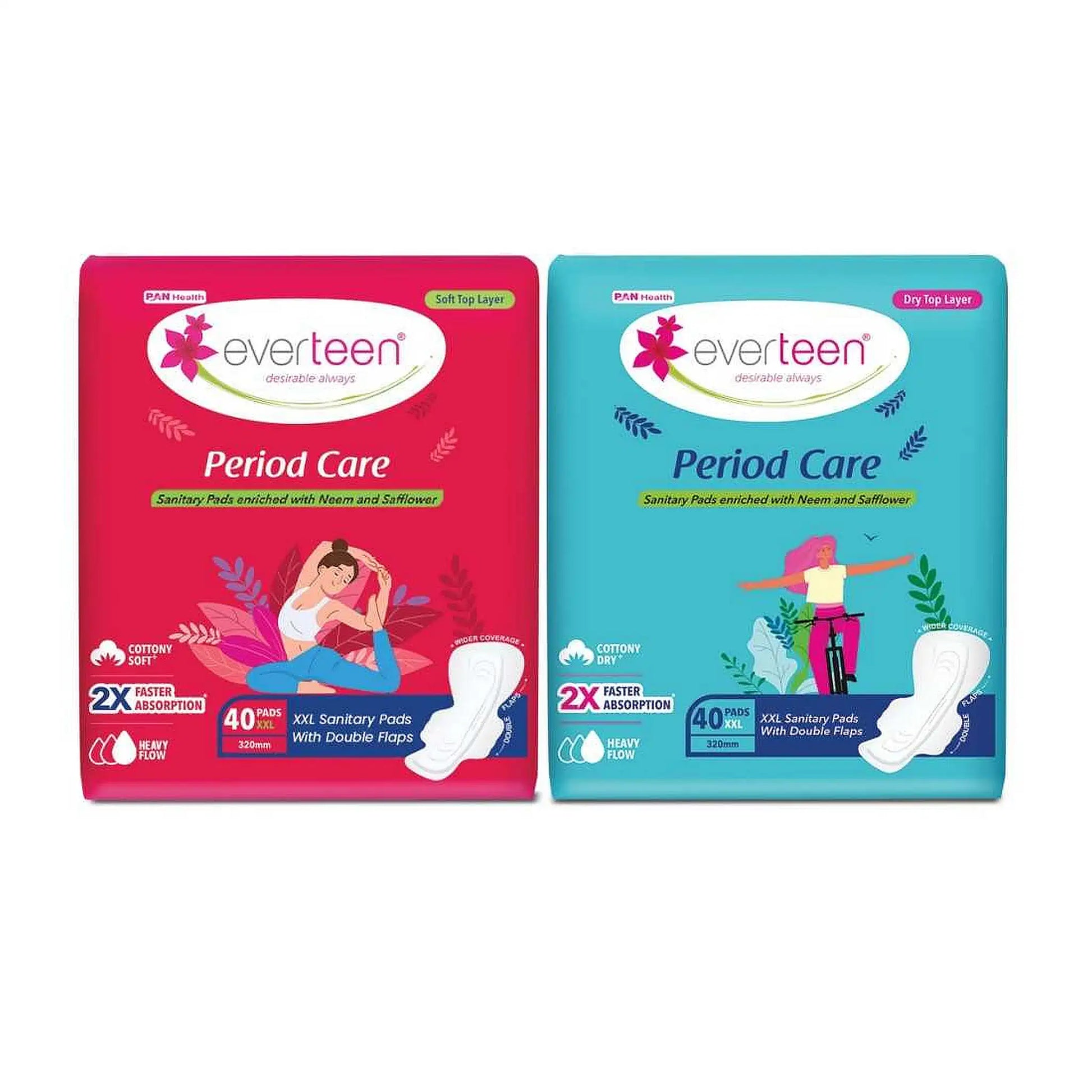 everteen Period Care Combo - 40 Soft XXL Sanitary Pads and 40 Dry XXL Sanitary Pads