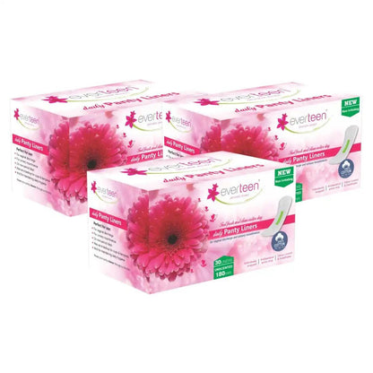 Buy 3 Packs of 30 everteen Daily Panty Liners for Vaginal Discharge and Urinary Incontinence in Women - everteen-neud.com