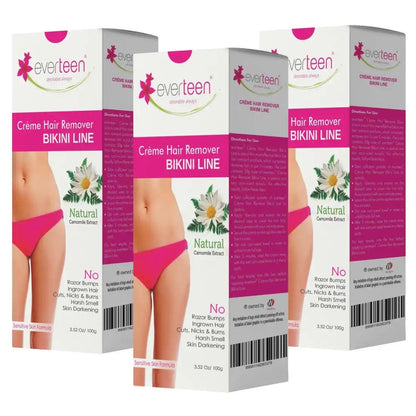 Buy 3 Packs everteen Natural Hair Remover Creme 100g for Bikini Line and Underarms in Women - everteen-neud.com
