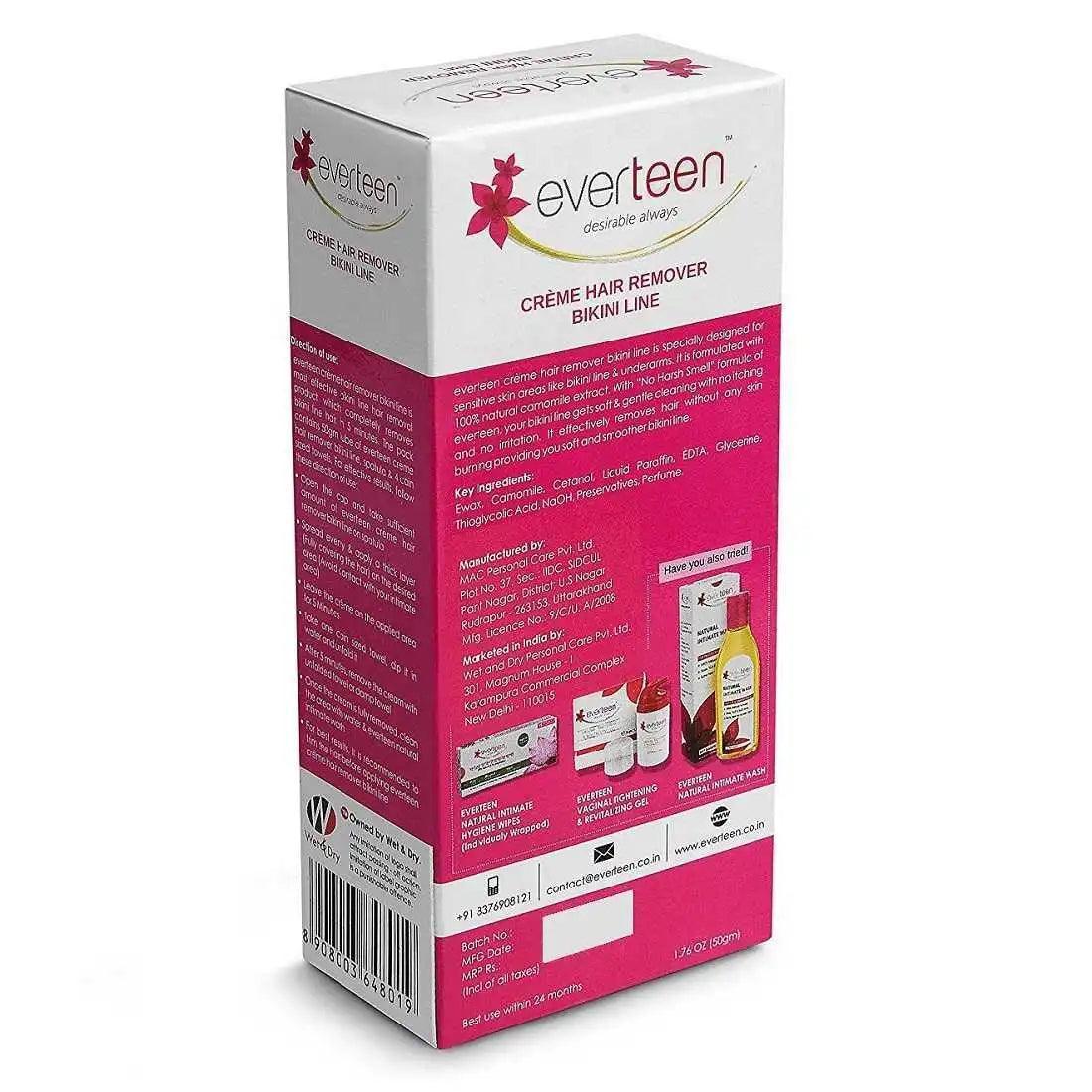 everteen Natural Hair Remover Creme 50g for Bikini Line and Underarms is Shipped Worldwide - everteen-neud.com
