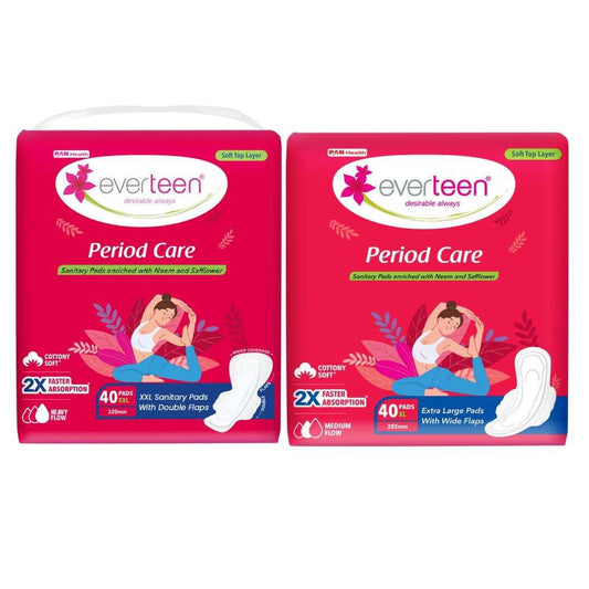 everteen Period Care 40 XXL Soft Sanitary Pads and 40 XL Soft Sanitary Pads - Official Brand Store: everteen | NEUD | Nature Sure | ManSure