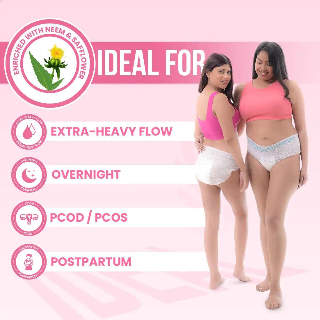 everteen Period Care Period Panties With 360° Protection, Cottony Soft, Enriched with Neem and Safflower Are Ideal For Postpartum, PCOD/ PCOS, Heavy Flow and Overnight Use During Menstrual Periods - everteen-neud.com