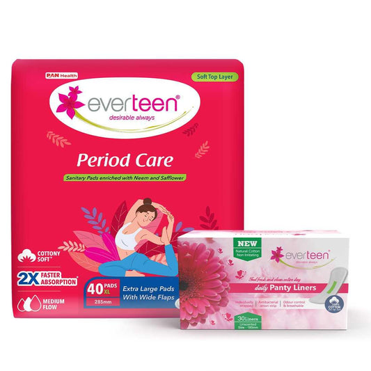 everteen Period Care XL Soft 40 Pads and Daily Panty Liners 30pcs