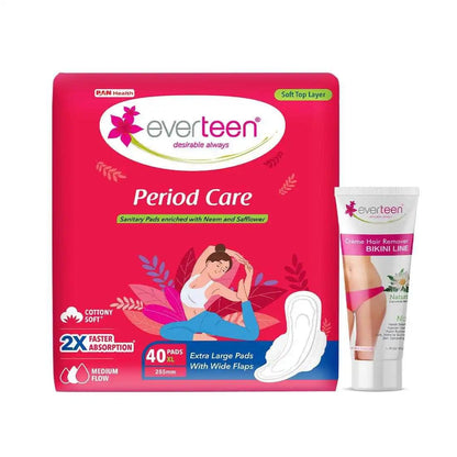 Buy everteen Period Care XL Soft 40 Pads and Natural Bikini Line Hair Remover Cream 50g - everteen-neud.com