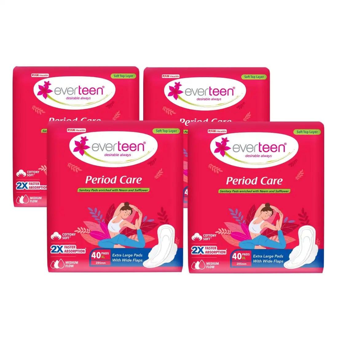 everteen Period Care XL Soft 40 Sanitary Pads Enriched with Neem and Safflower For Medium Flow 7419870621261