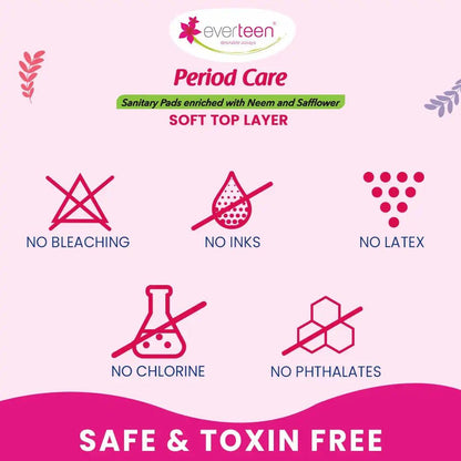everteen Period Care XL Soft 40 Sanitary Pads Enriched with Neem and Safflower For Medium Flow