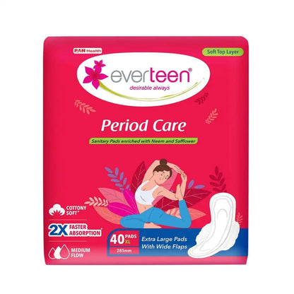 everteen Period Care XL Soft 40 Sanitary Pads Enriched with Neem and Safflower For Medium Flow 8906079333419
