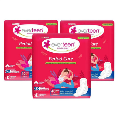 everteen Period Care XL Soft 40 Sanitary Pads Enriched with Neem and Safflower For Medium Flow 7419870393663