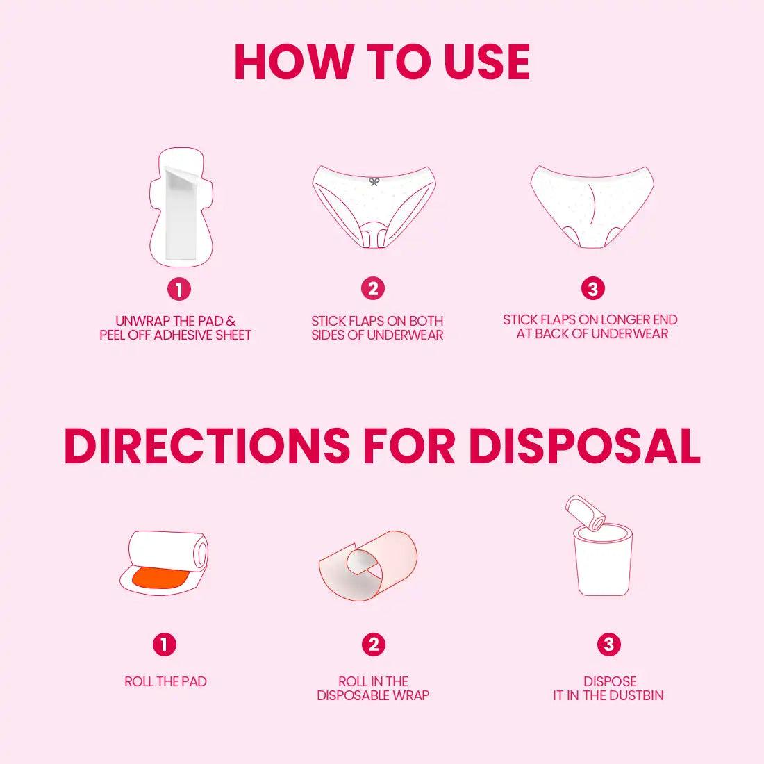 Using everteen Period Care XXL sanitary pads is easy. Dispose of responsibly.
