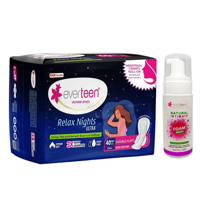 everteen Relax Nights Ultra 40 Pads and Foam Intimate Wash 150ml 7419870464660