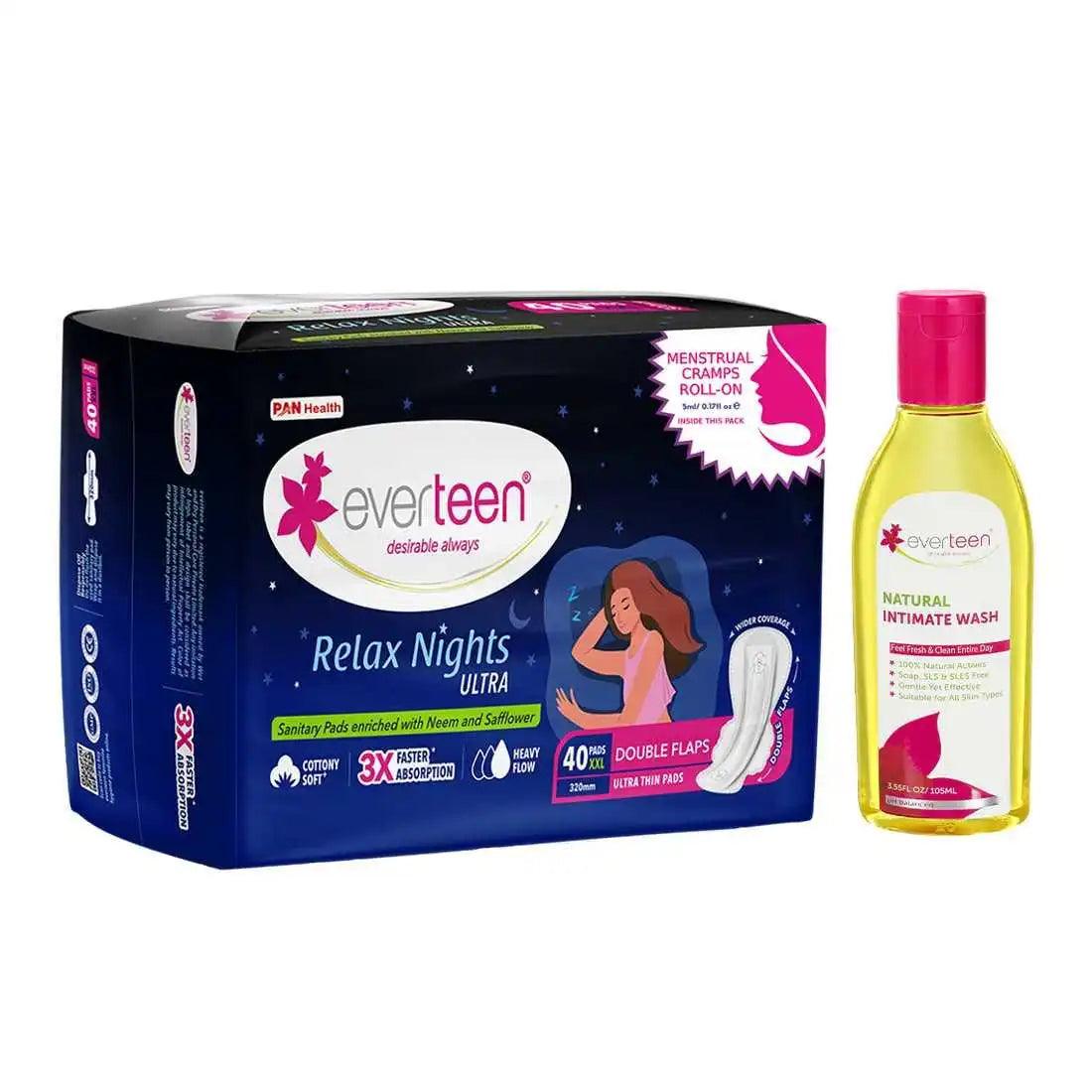 Buy everteen Relax Nights Ultra 40 Pads and Natural Intimate Wash 105ml 7419870518264 - everteen-neud.com