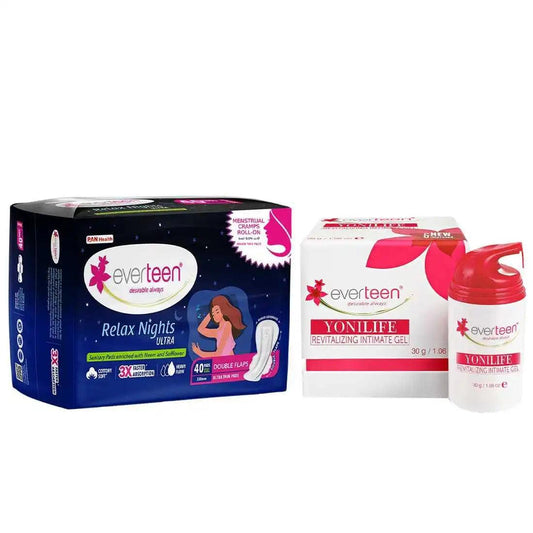 everteen Relax Nights Ultra 40 Pads and Yonilife Intimate V Gel 30g 7419870722746