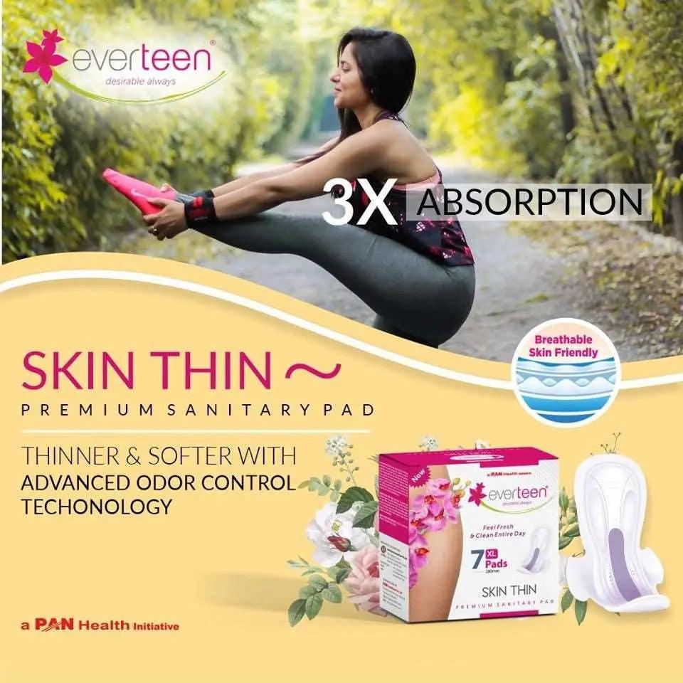 everteen SKIN THIN Premium XL Sanitary Pads for Periods in Women - 2 Packs (7 pieces each, 280mm) 7419870474775