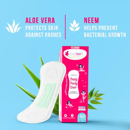 સ્ત્રીઓમાં ડાઘ, સ્રાવ, અસંયમ માટે લીમડા, એલોવેરા સાથે અવેરટીન એન્ટિ-બંચિંગ સ્ટ્રેટ પેન્ટી લાઇનર્સ - 60 લાઇનર્સ