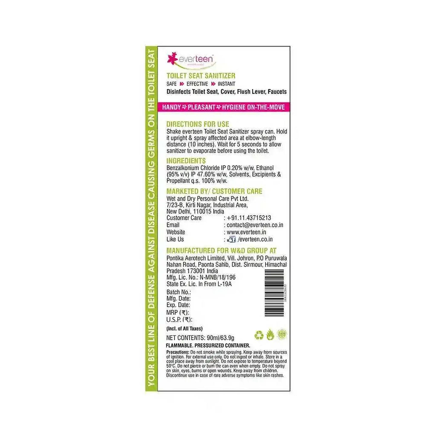 everteen Instant Toilet Seat Sanitizer Spray For Women - 90ml - everteen-neud.com
