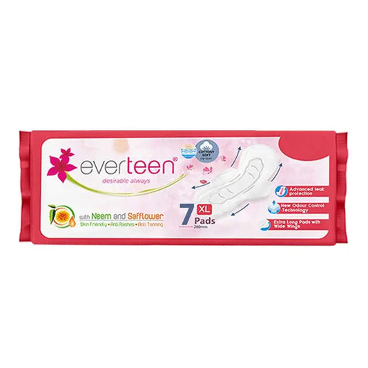 everteen XL Sanitary Napkin Pads with Neem and Safflower for Women - 7 Pads, 280mm - Official Brand Store: everteen | NEUD | Nature Sure | ManSure