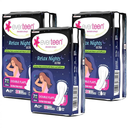 everteen XXL Relax Nights Ultra Thin 7 Sanitary Pads with Neem and Safflower