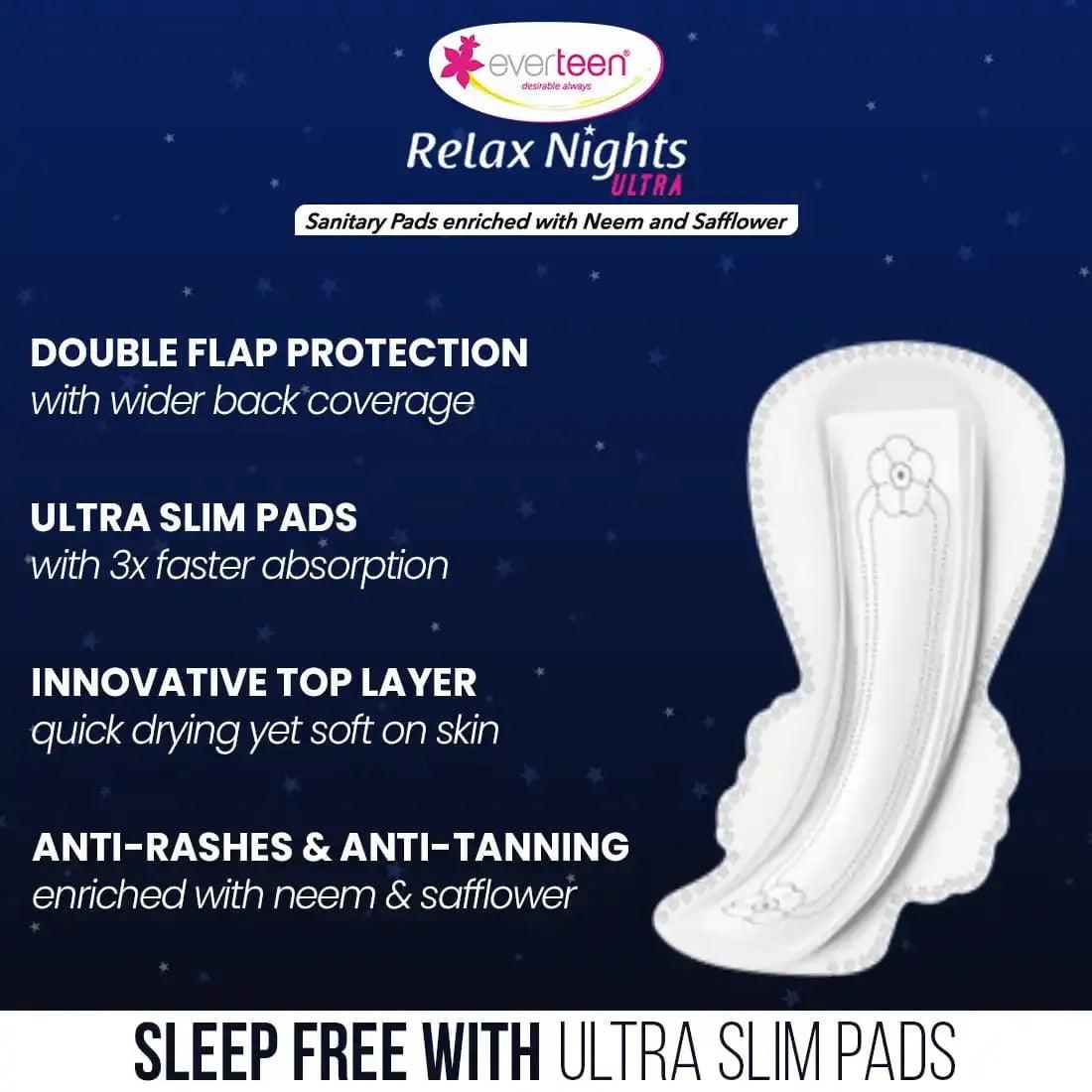everteen XXL Relax Nights Ultra Thin 7 Sanitary Pads with Neem and Safflower 8906079331170