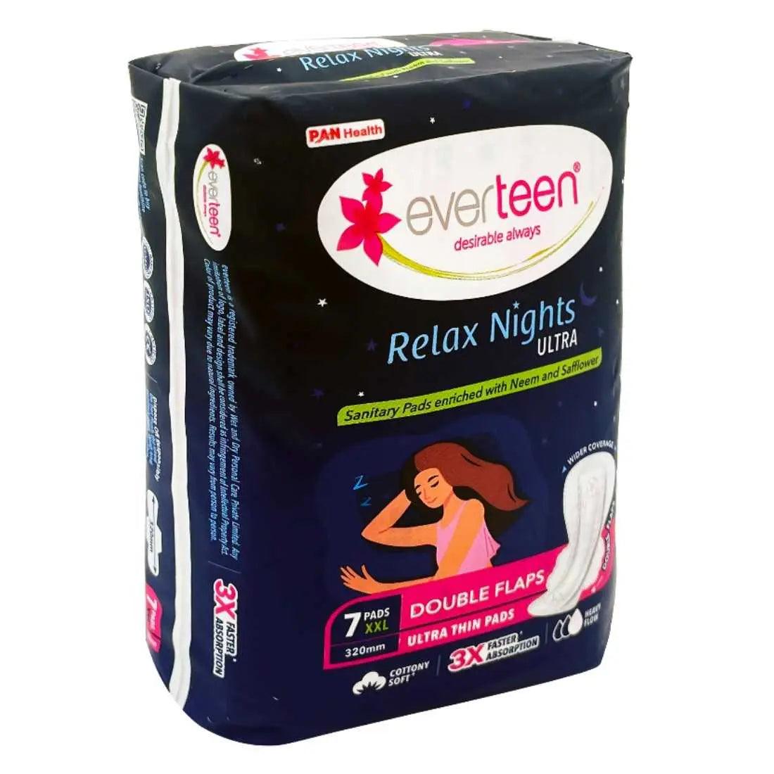 everteen XXL Relax Nights Ultra Thin 7 Sanitary Pads with Neem and Safflower 8906079331170