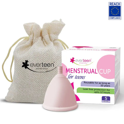 everteen Menstrual Cup for Periods - Odor-Free, Rash-Free, No Leakage, 12-Hour Protection, Reusable For Up To 10 Years, Medical-Grade Silicone, Free Pouch - Sanitary Cup for Feminine Hygiene