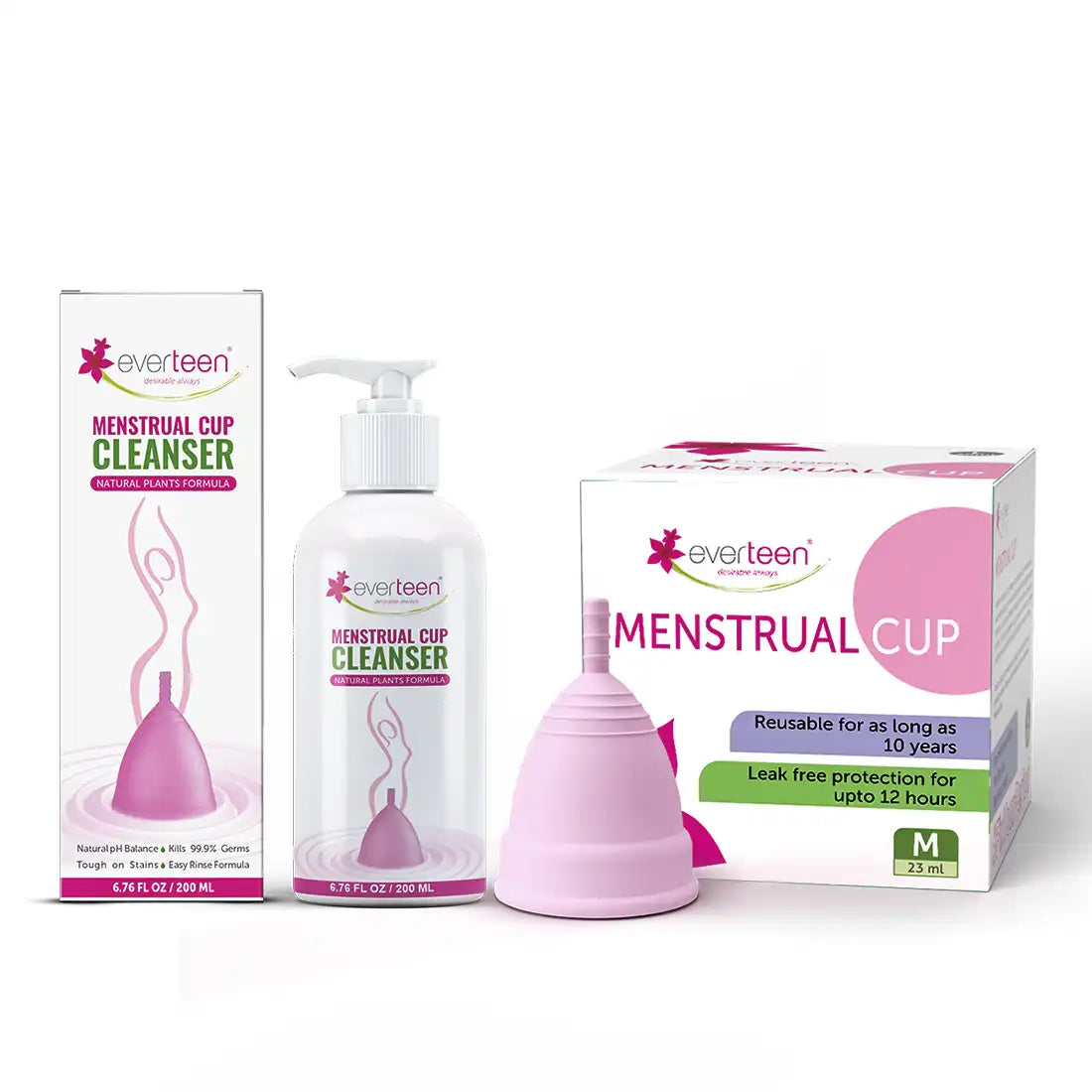everteen Combo: Menstruationstasse und Menstruationstassen-Reinigungsmittel für die Periode der Frau