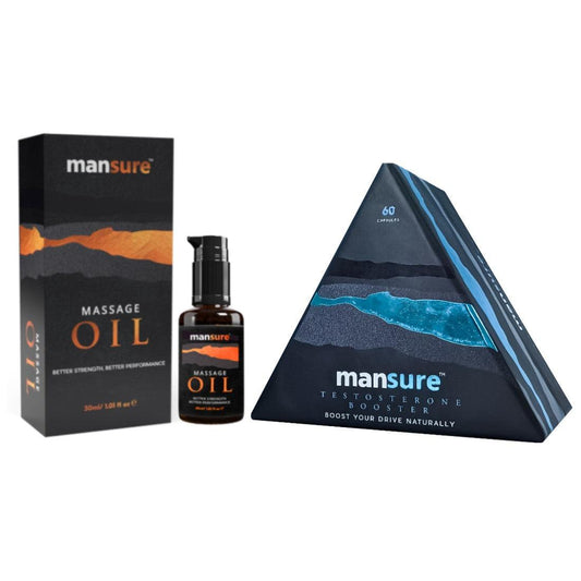 ManSure Combo - Massage Oil and TESTOSTERONE BOOSTER Capsules For Men - Official Brand Store: everteen | NEUD | Nature Sure | ManSure
