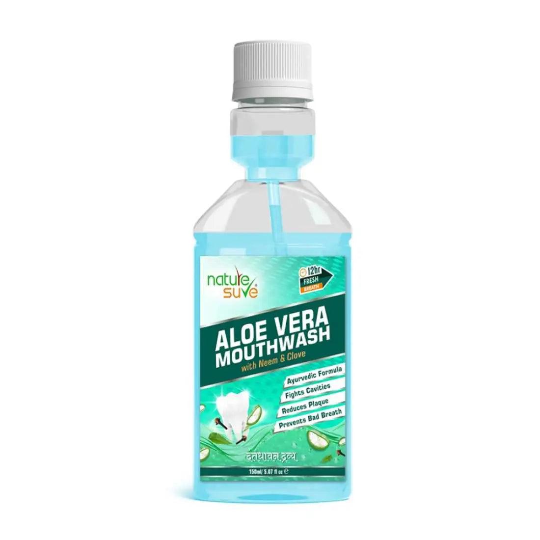 Nature Sure Aloe Vera Mouthwash with Neem and Clove Ayurvedic Formula for Oral Health in Men, Women & Kids 8906116281468