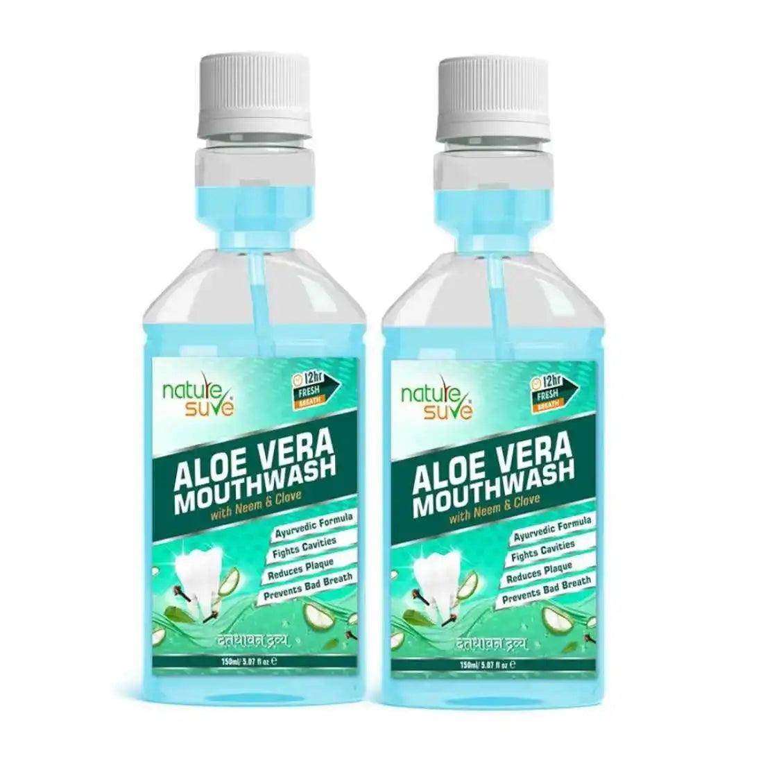 Nature Sure Aloe Vera Mouthwash with Neem and Clove Ayurvedic Formula for Oral Health in Men, Women & Kids - everteen-neud.com