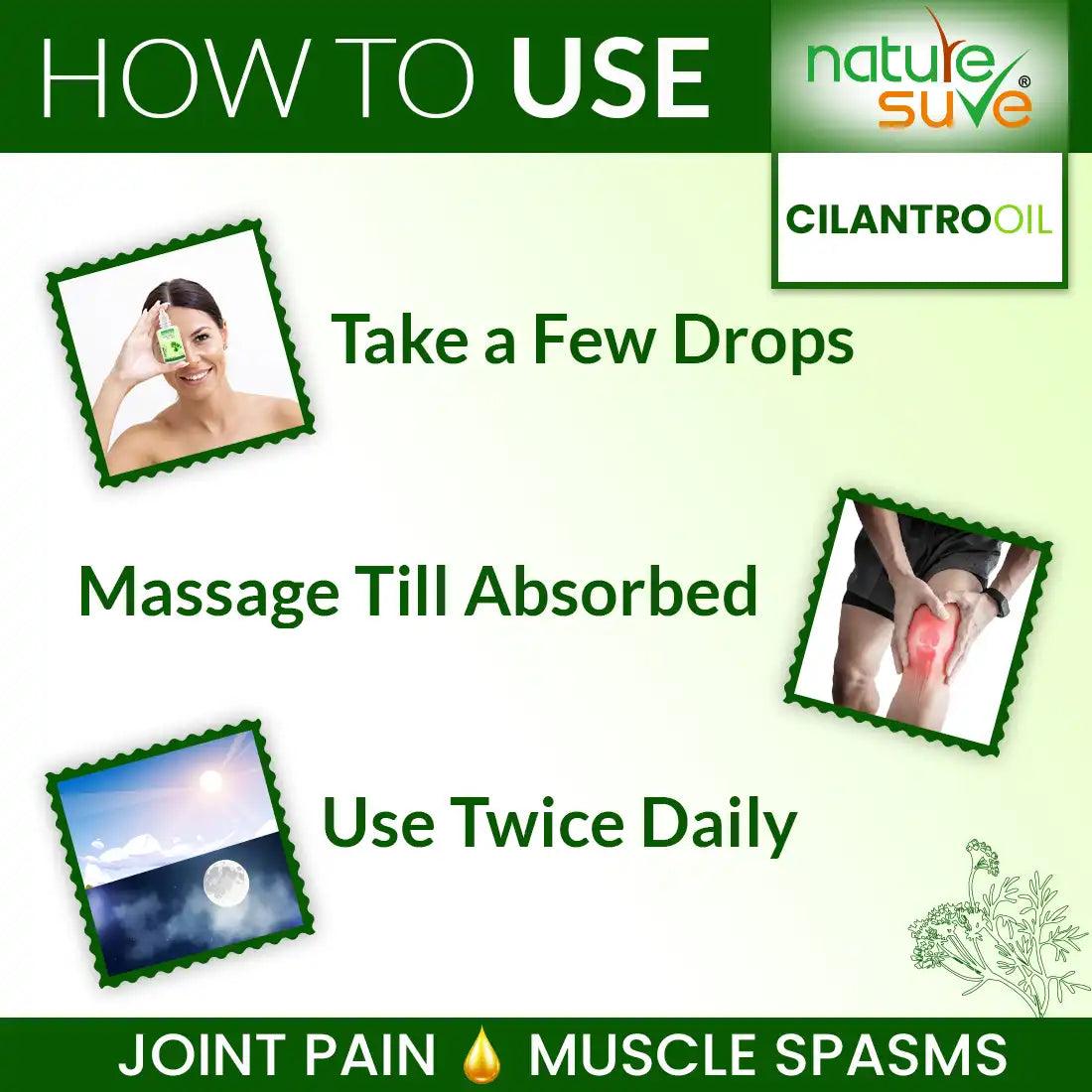 Apply Nature Sure Cilantro Dhania Oil Twice Daily for Joint Pain and Muscle Spasms - everteen-neud.com