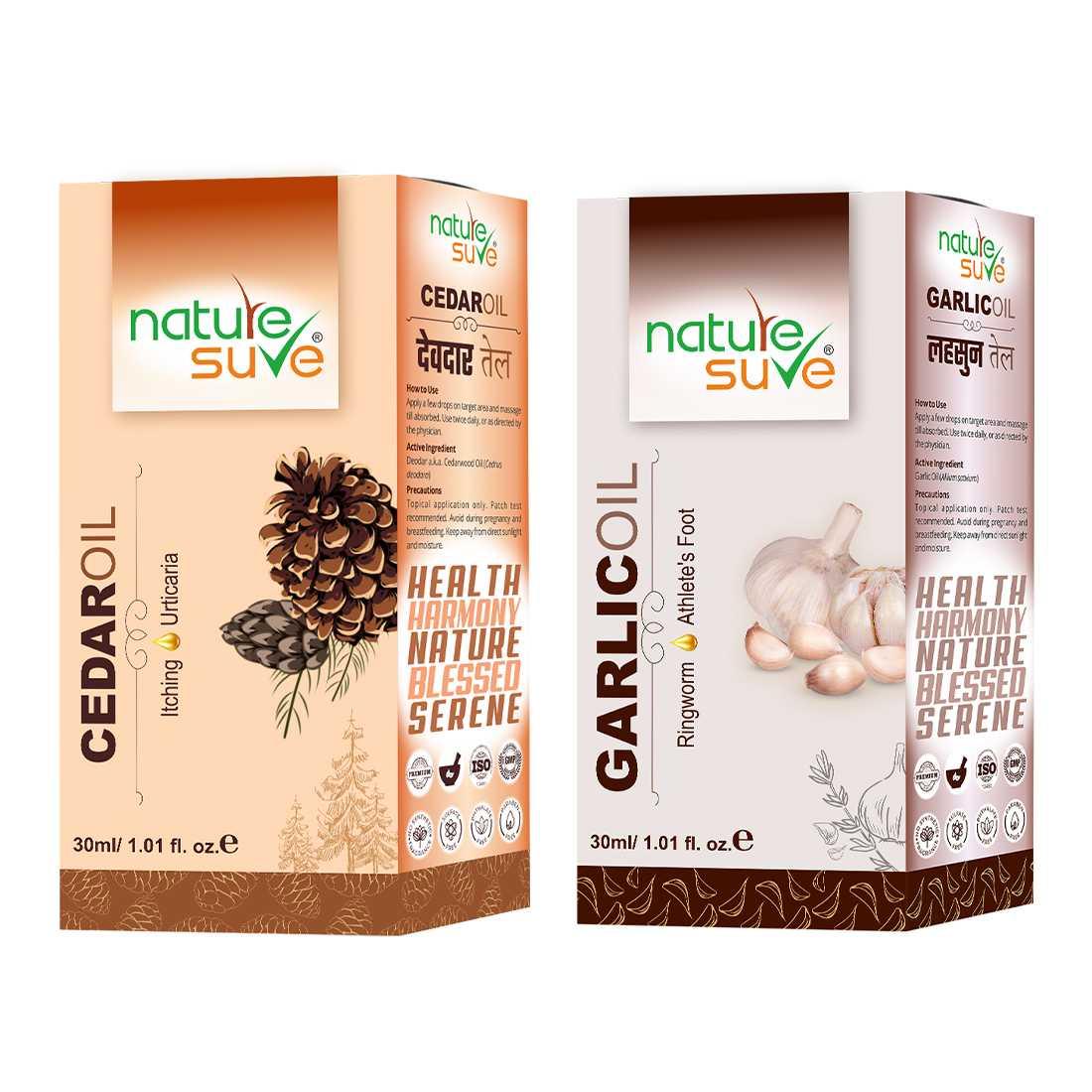 Nature Sure Combo - Deodar Cedar Oil 30ml and Lehsun Garlic Oil 30ml  - Official Brand Store