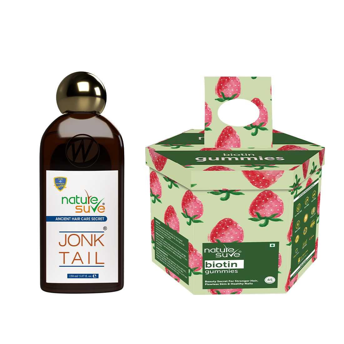 Nature Sure Combo - Jonk Tail Hair Oil 150ml and 45 Biotin Gummies  - Official Brand Store