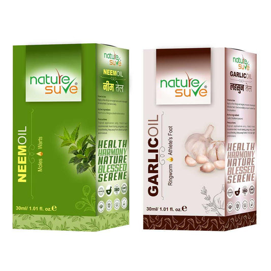 Nature Sure Combo - Neem Margosa Oil 30ml and Lehsun Garlic Oil 30ml  - Official Brand Store