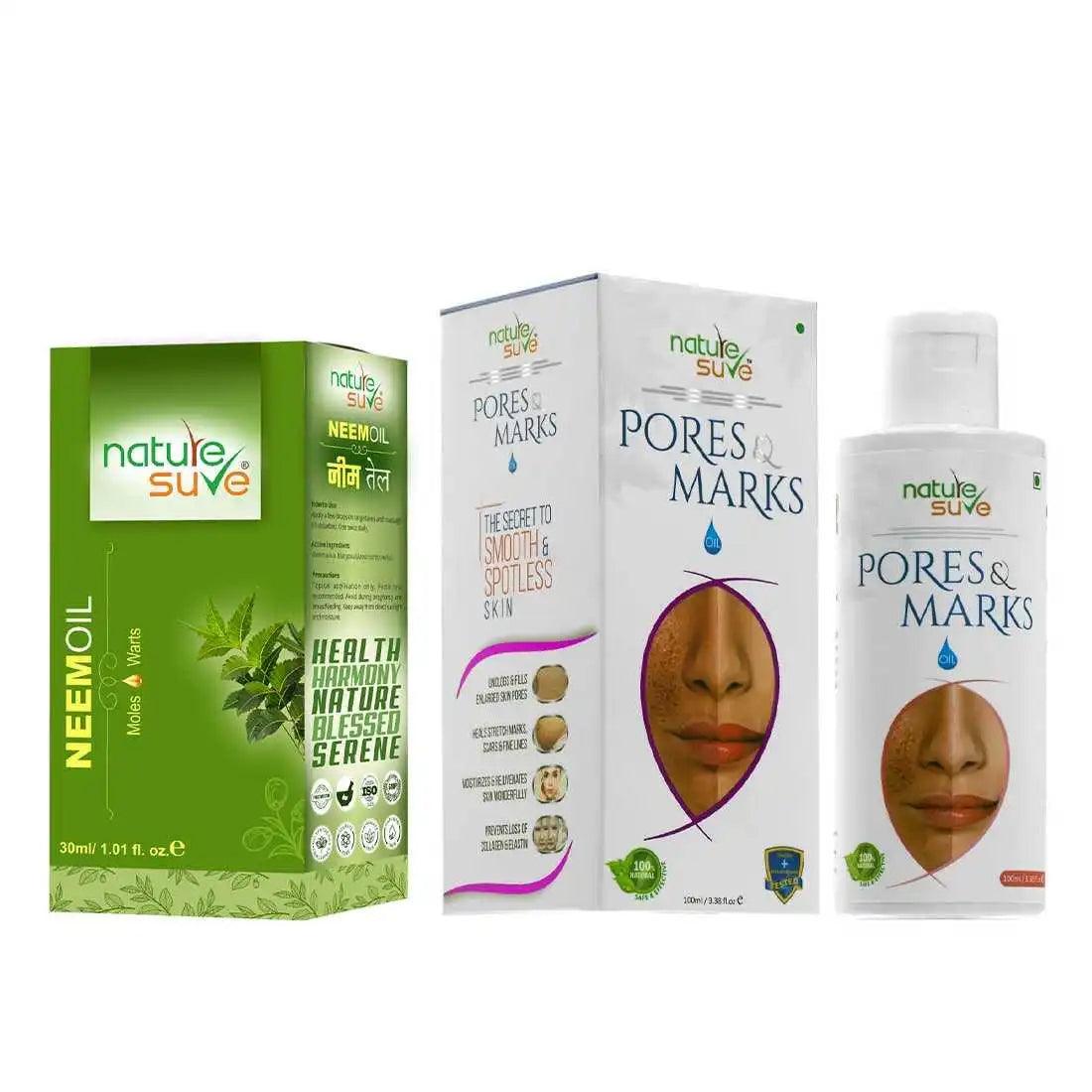 Nature Sure Combo - Neem Margosa Oil 30ml and Pores & Marks Oil 100ml - Official Brand Store