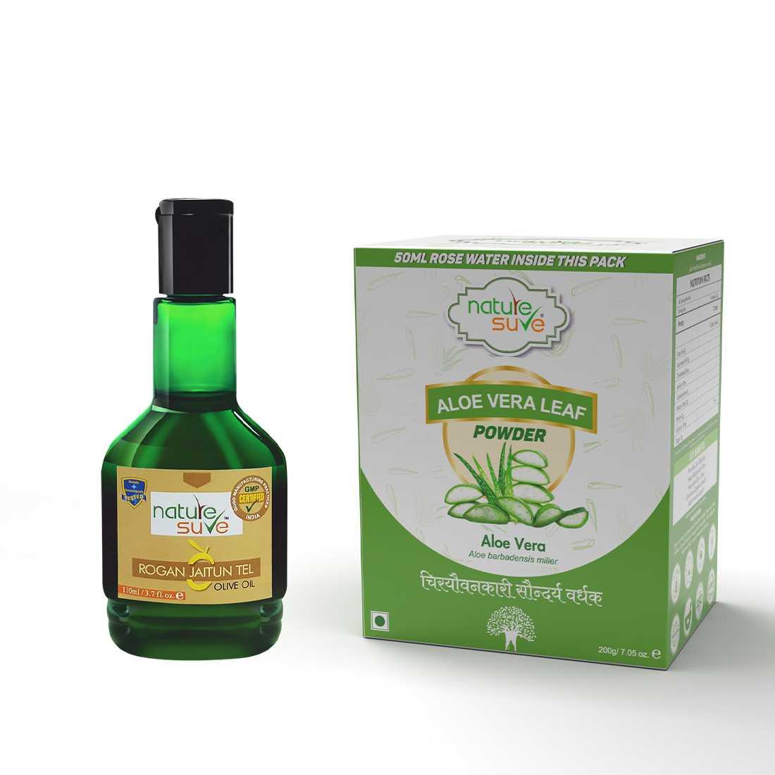 Nature Sure Combo - Rogan Jaitun Massage Oil 110ml and Aloe Vera Leaf Powder 200g  - Official Brand Store